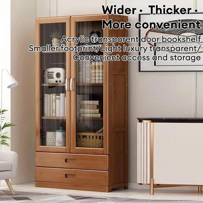 

Terlaris Bamboo Bookshelf Storage Rack Multipurpose Bookcase Cabinet Wooden Bookshelf With Door And Drawer Display Cabinet Storage Almari Buku Lemari Jumbo 5 Susun Lemari Dapur Sederhana Serbaguna