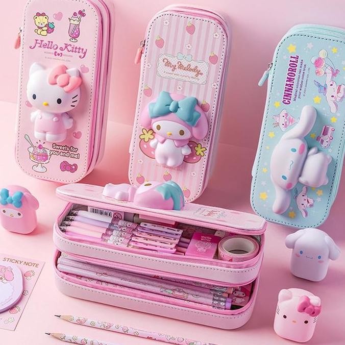 

TERLARIS - Tempat Pensil Sanrio Squishy Cinnamoroll Kuromi Melody Kotak Pulpen Alat Tulis Stationery Plastik