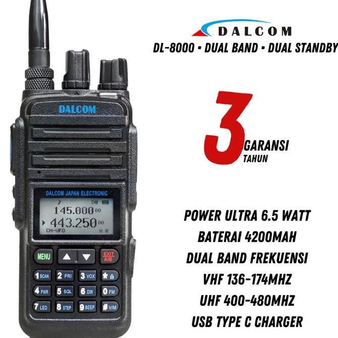 Sale Paket Ht Dalcom Dl-8000 Dual Band + Earphone Ht Dalcom Dl-8000