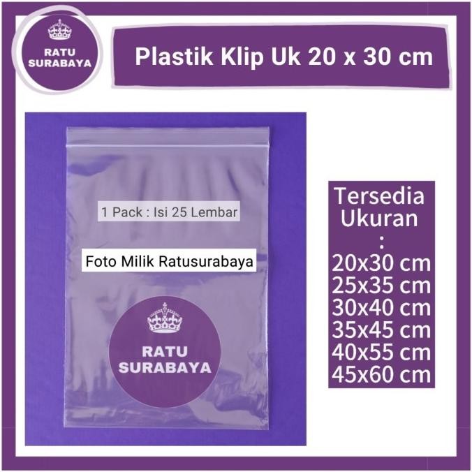 (Expert) Plastik Zip Lock 20x30 Klip Ziplock Baju Clip Zipper Bening isi 25 pcs