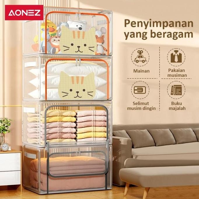 

Terlaris Aonez Storage Box Jumbo Multifungsi Kotak Penyimpanan Frame Baja 66L