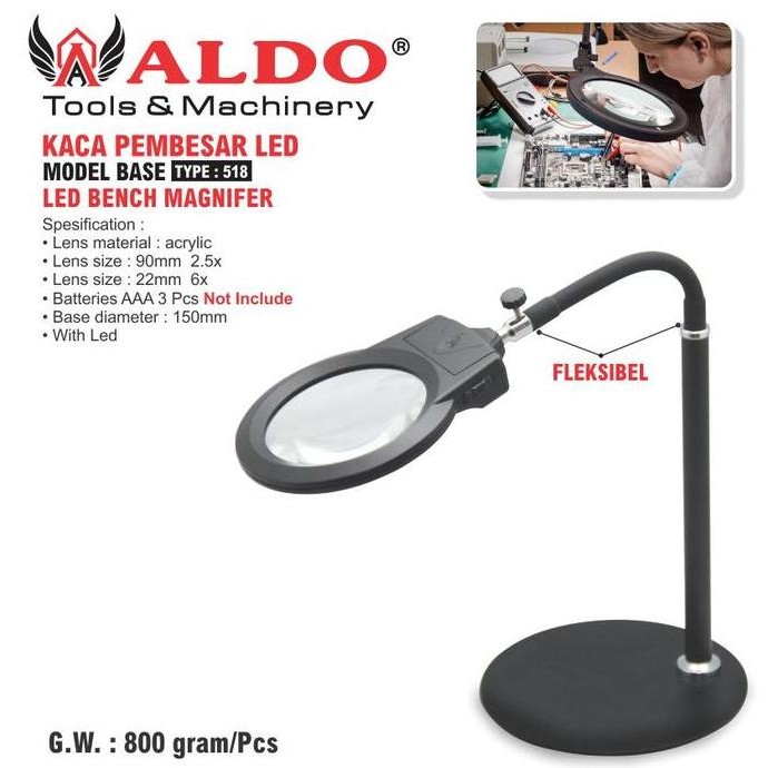 

TERBARU - KACA PEMBESAR LED MODEL BASE TYPE : 518 MERK ALDO