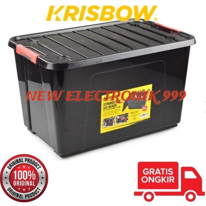 

Terlaris Krisbow 52 Ltr Kotak Perkakas Plastik Hitam Storage Box 52L
