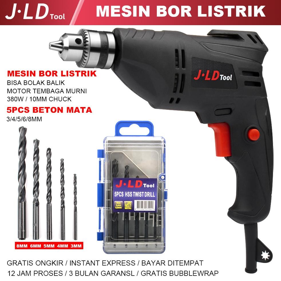 Carlosmomok12 Jld Mesin Bor Listrik 10Mm Mata Bor Tembok Listrik Bolak Balik Mesin Bor Tangan Mesin 