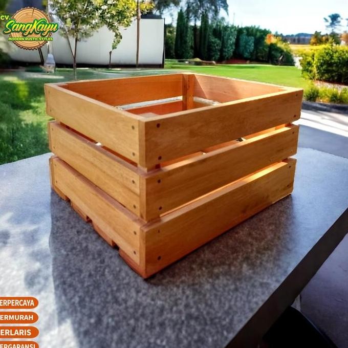 

Terlaris Wooden Crate 35X20X30Cm Kotak Kayu Multifungsi Wooden Storage Box