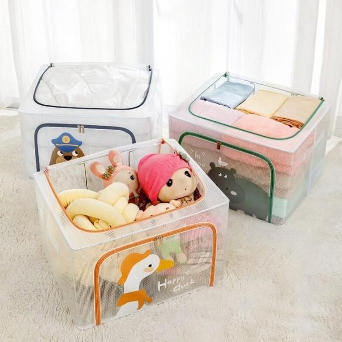 

Terlaris Storage Box Jumbo Transparan Kotak Penyimpanan Organizer Double Zipper