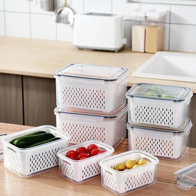 

Terlaris Wadah Set 3In1 Kotak Tempat Penyimpanan Buah Dan Sayur Container 3 In1