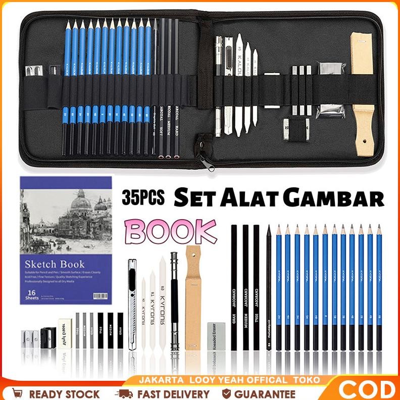 

Sketch Pencil Set Drawing Pencil Set Alat Gambar 35pcs Kualitas Tinggi Set-BOOK
