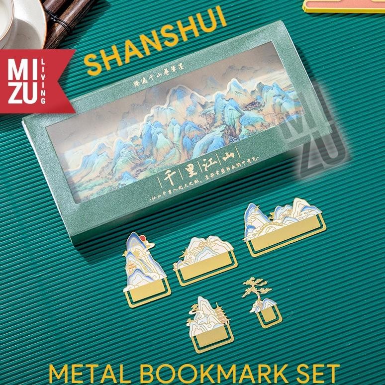 

MIZU SHANSHUI SET Metal Bookmark Gift Set Penanda Buku Diorama Set Hadiah Souvenir Present