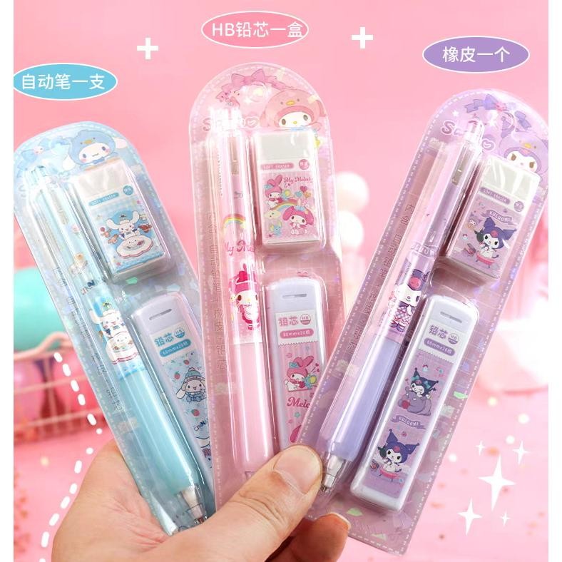 

Set Pensil Mekanik, Penghapus, Refill / Sanryo Zanrio Mechanical Pencil Set