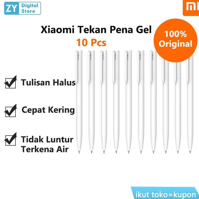 

Xiaomi Tekan pena gel 10 pcs 0.5mm Hitam Tulisan Halus Cepat Kering Tidak Luntur Mudah Disimpan