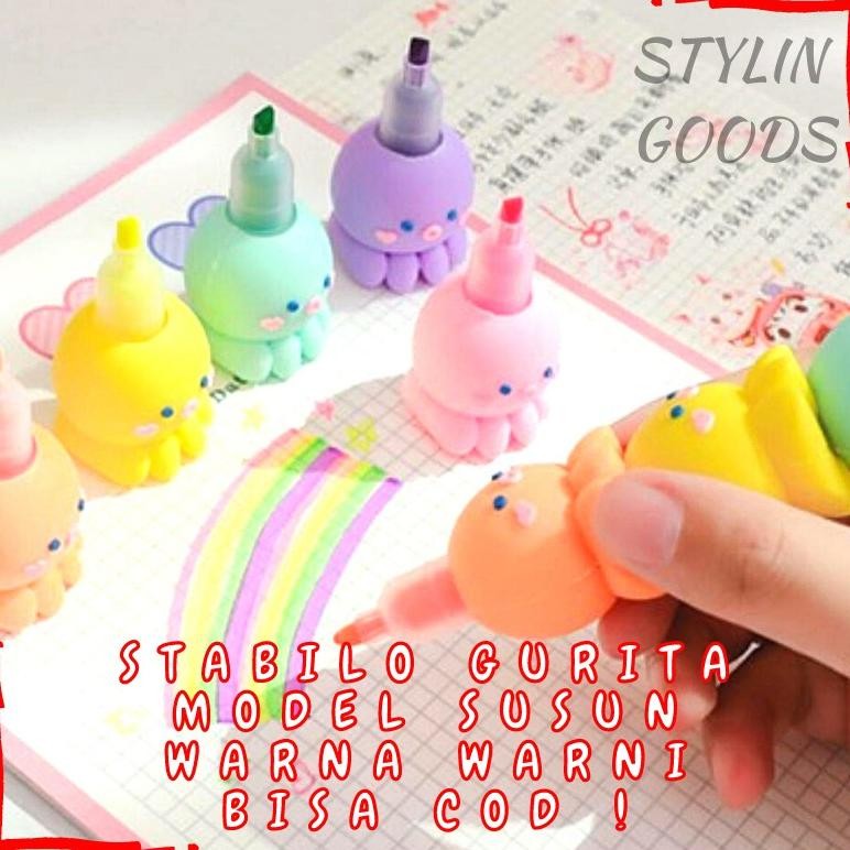 

SETABILO / HIGHLIGHTER / MARKER SUSUN BENTUK GURITA LUCU UNIK ALAT TULIS FANCY TERMURAH READY STOK