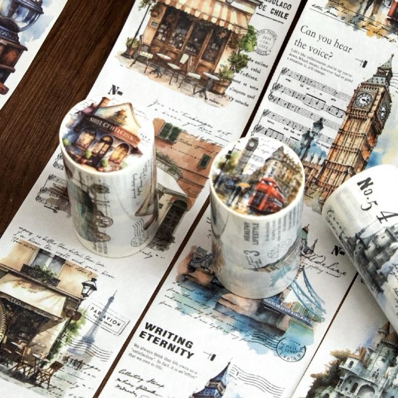 

(8CA) washi tape selotip relic tour europe coffee cafe kopi eropa retro journaling AST