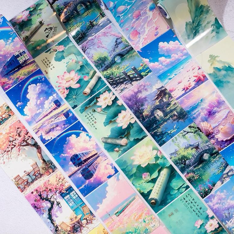 

(9C) washi tape selotip transparan pemandangan china ancient kuno wubao city kota pantai beach AST