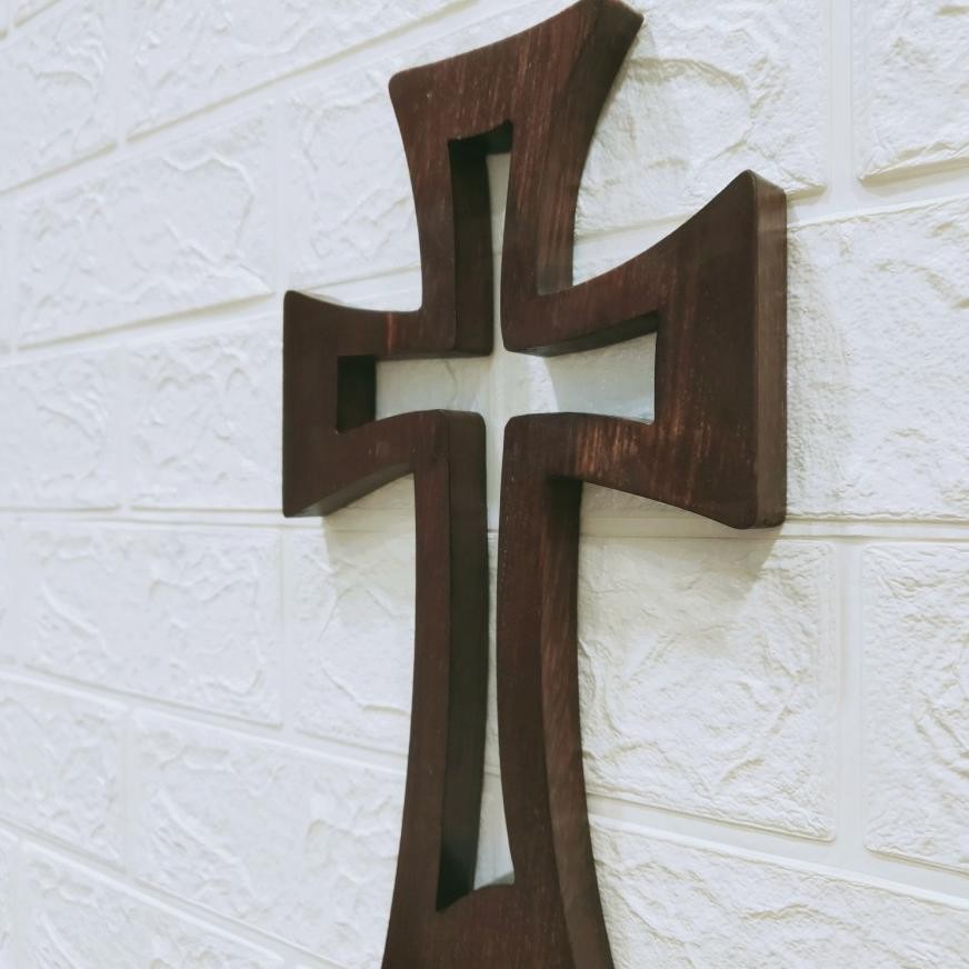 Salib Kayu Dinding / Salib Kayu Solid / Hiasan Dinding Salib