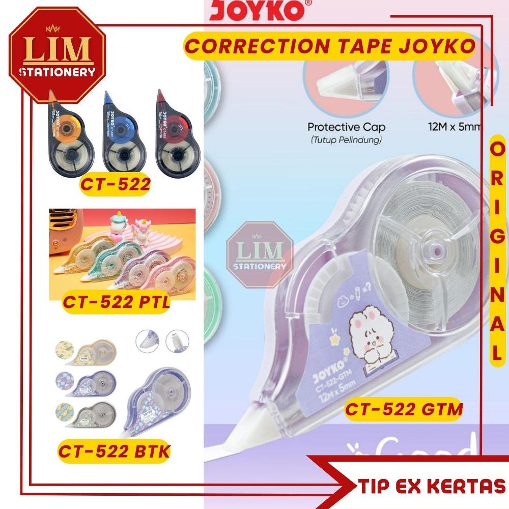 

JOYKO TIP EX KERTAS / TIP EX ROLL CT-522 LENGKAP (12PCS) CORRECTION TAPE