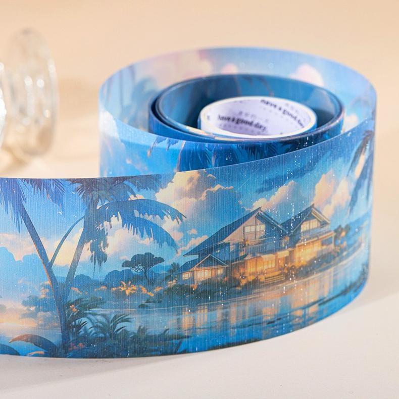 

(3CE) washi tape selotip solid full pemandangan alam langit pantai hutan forest sea sky AST