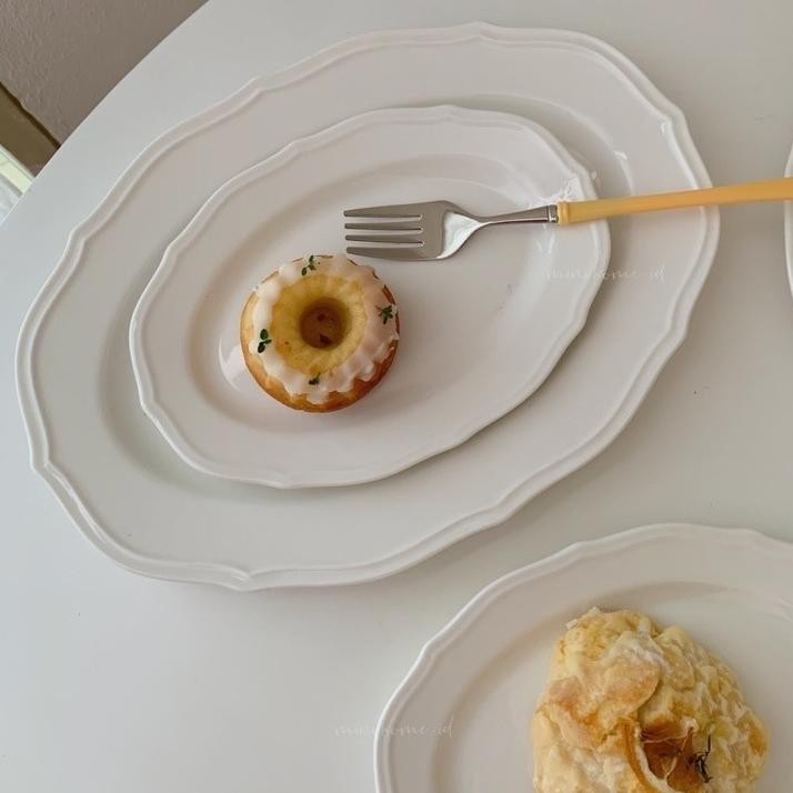 Minihome Gouw Plate Piring Korea Aesthetic Homecafe Minimalis Alas Makan Keramik Kaca Estetik Polos 