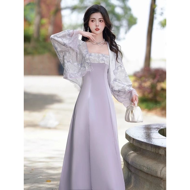 Gaun Tali Slimming Gaya Cina Baru Wanita/Gaun panjang