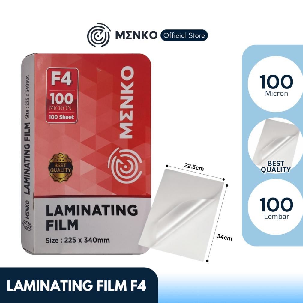 

MENKO Laminating Film / Plastik Laminating MENKO F4 / Plastik Ijazah / Plastik Press Sertifikat isi 100 Lembar AST
