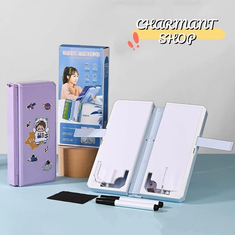 

[CHARMANT] Kotak Pensil Lipat Multifungsi 2IN1 Tempat Penyimpanan Alat Tulis Sekolah Anak/Kotak Pensil Rak Buku Portabel/Kotak Pensil AST