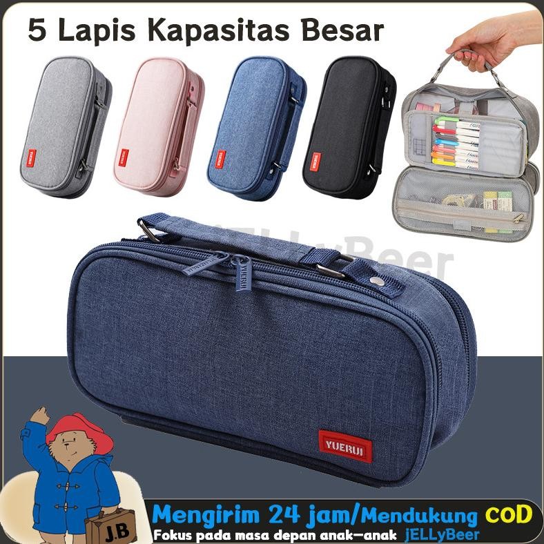 

Besar Kotak Pensil Lima Lapis Alat Tulis Tempat Pensil Berkapasitas Besar Multifunction Terbuka Ganda Pensil Kantong Pen Double Layer Pen Bag Tas AST