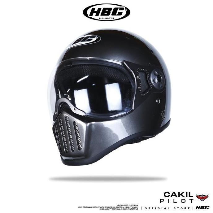 Wony Helm  Cakil Pilot Solid Helm Retro Full Face