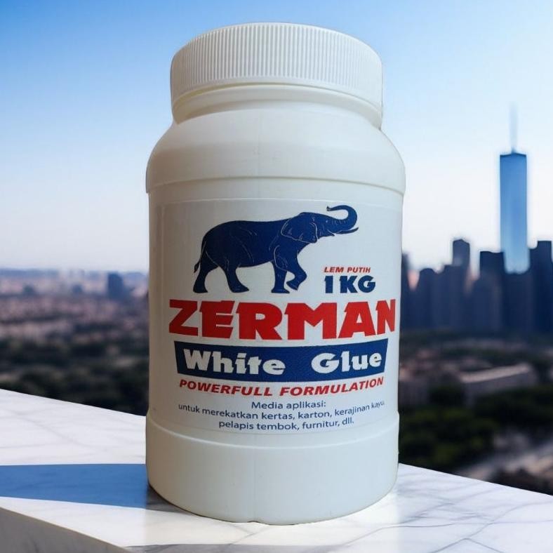 

lem zerman white glue lem putih/white gue/lem kayu/lem kardus/lem pvac/lem plamir isi 1kg botol AST