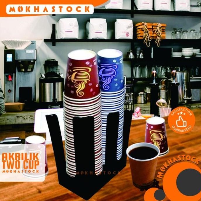 

Terlaris Mokhastock Rak Akrilik Cup Holder Storage Box Gelas Plastik 2 Slot