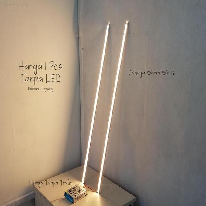 Kap lampu batangan alumunium panjang bentuk rata rumah lampu strip led