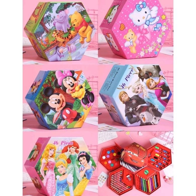

# HJ # CRAYON SET 46 PCS PENSIL WARNA LENGKAP ALAT MEWARNAI DAN ALAT MELUKIS / PENSIL WARNA SET 46 PCS CRAYON MOTIF KARTUN GIFT BOX / CRAYON SET 46 PCS PENSIL WARNA SEGI ENAM 5 MOTIF / PENSIL WARNA SET 4 IN 1 MOTIF KARTUN FROZEN,MICKEY MOUSE,WINNIE THE