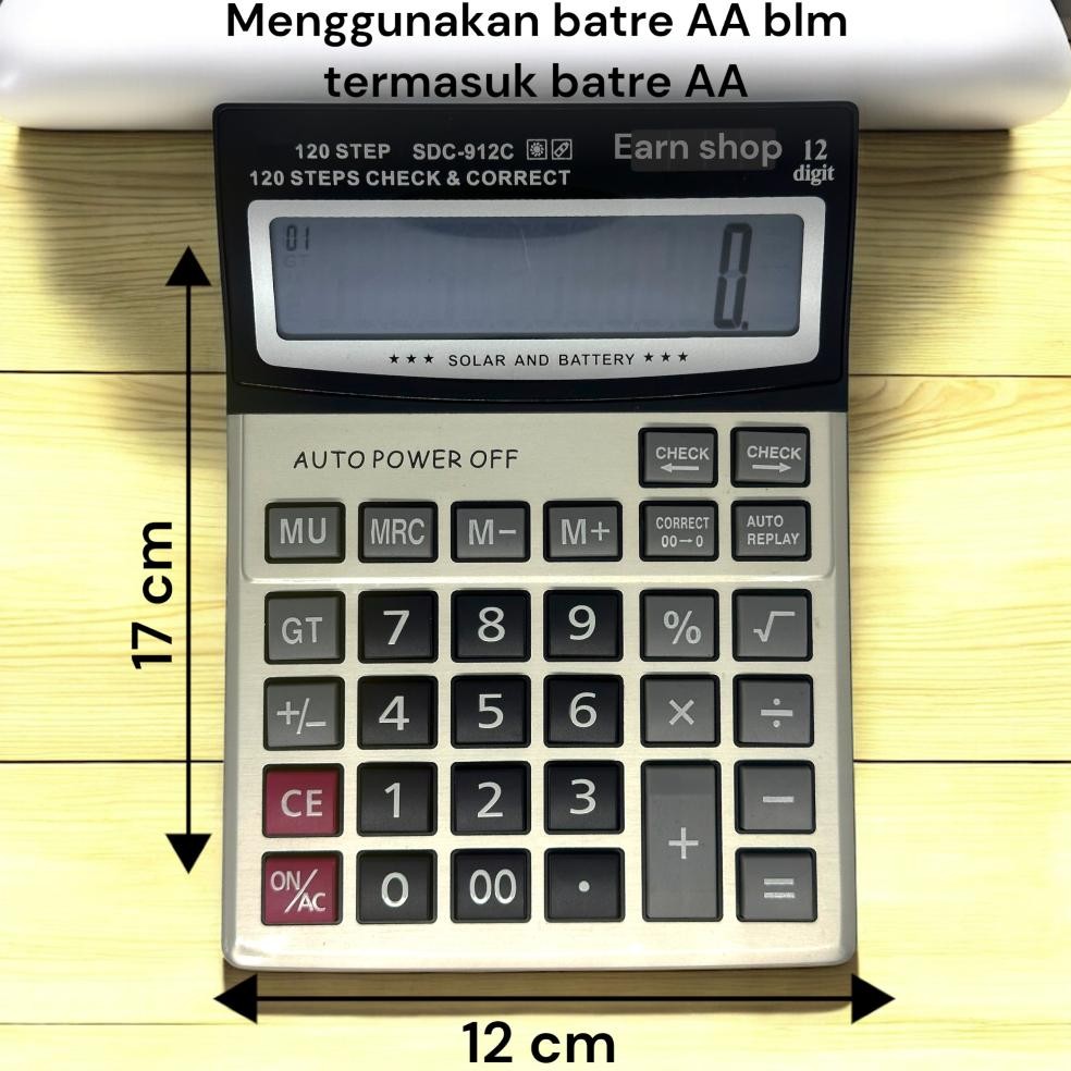 

Kalkulator SDC-912C 12 digit | Kalkulator dagang batre AA AST