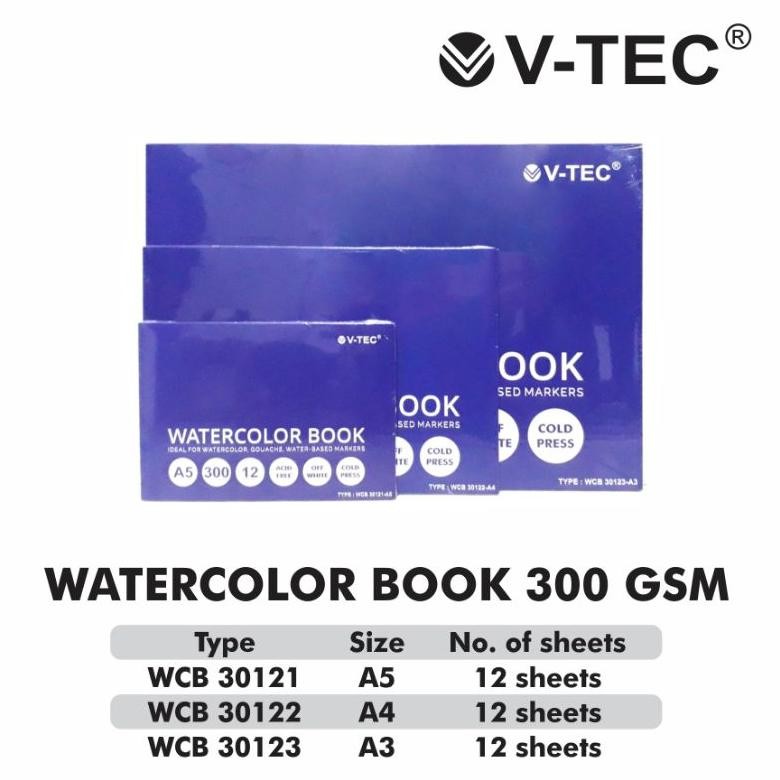 

V-TEC Watercolor Book (300 Gsm/Cold Press) AST
