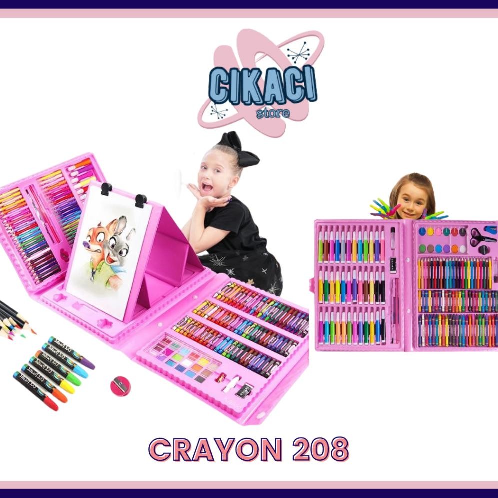 

Perlengkapan Menggambar Krayon Anak Set Koper 208PCS in 1 Crayon Full Alat Melukis Mewarnai AST
