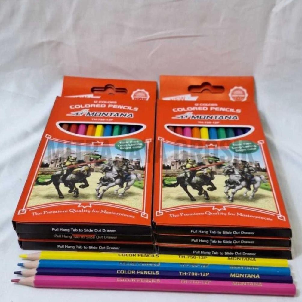 

1 Gros Colored Pencils warna isi 12 pak x 12 pcs = 144 pcs MONTANA Panjang TH-750-12P/Pensil Kayu/Pensil Gambar Warna AST