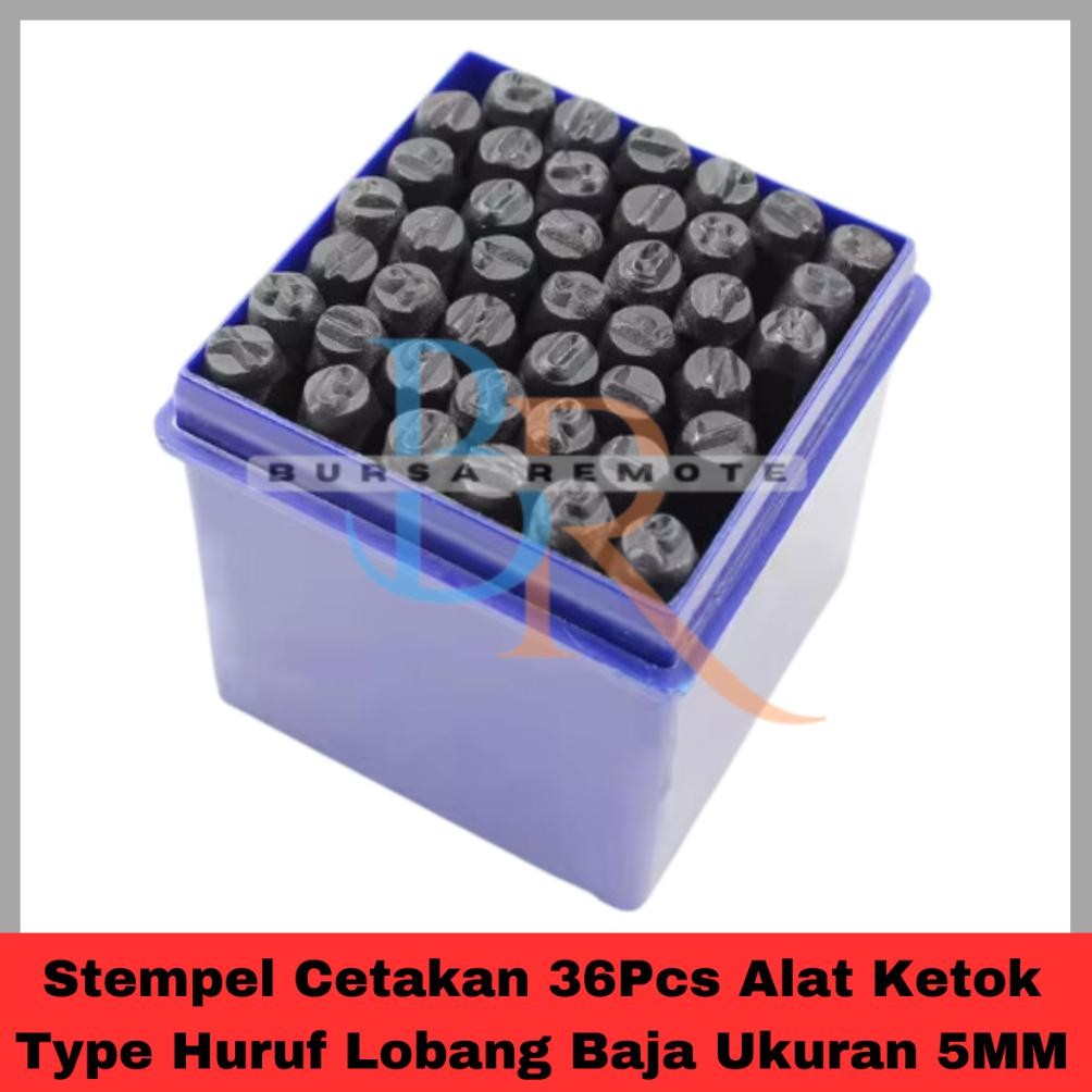 

Stempel Cetakan 36Pcs Alat Ketok Type Huruf Lobang Baja Ukuran 5MM AST