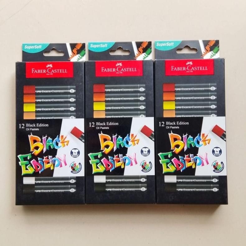 

Crayon Oil Pastel Faber Castell 12 Warna Black Edition ( Set ) [ Original ] AST