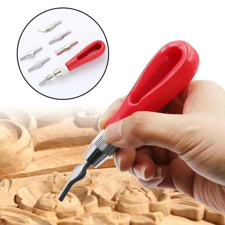 

6pcs Alat pemotong linoleum lino cutter Pisau ukir set portable multifungsi bahan ABS AST