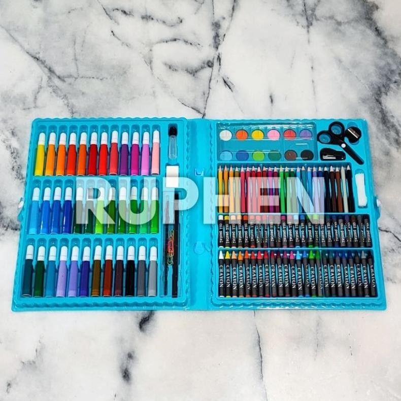 

RPN Art Set 150 pcs Blue Tas Seni Anak Crayon Pensil Warna Cat Air AST