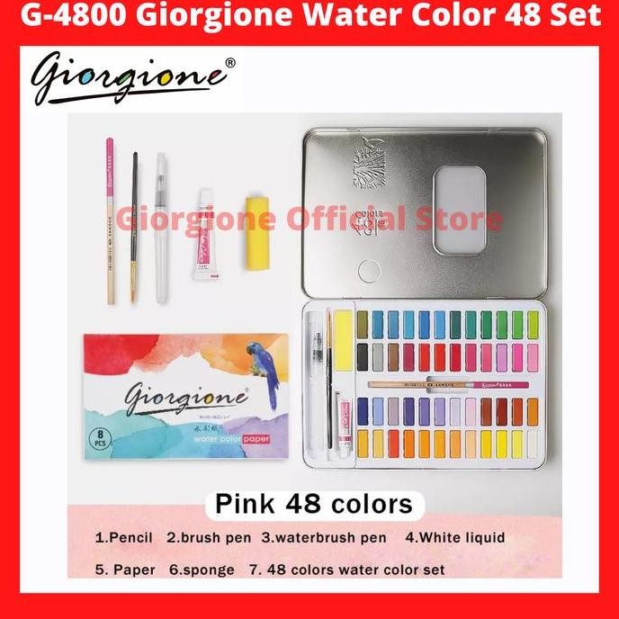 

G-4800 Giorgione Water Color Paint Set 48 Warna Cat Air Kuas Lukis