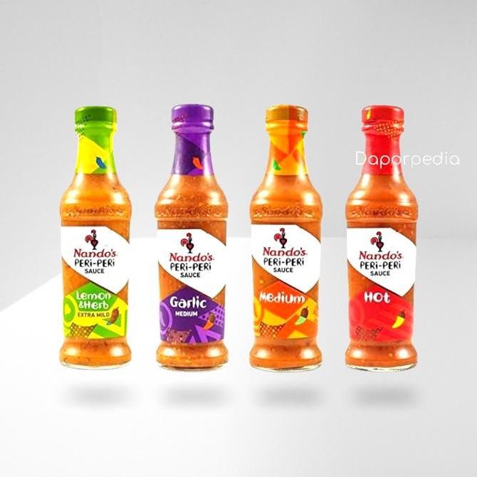 

Terlaris Nando's Peri-Peri Sauce Nandos saus garlic Lemon herb hot medium SALE