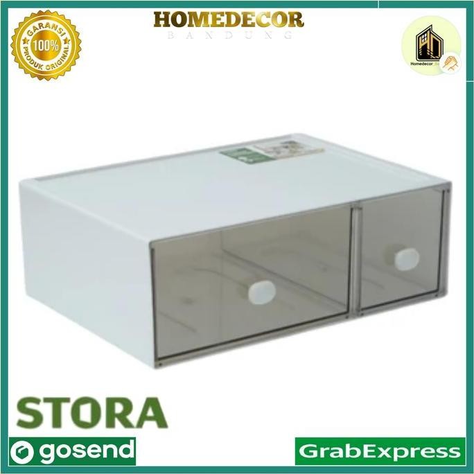 

Terlaris Stora Laci Penyimpanan 2 Kompartemen Stackable - Putih / Stackable Drawer 2 Compartment Wht
