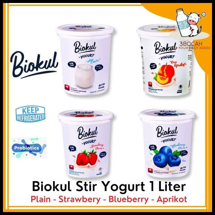 

Terlaris Yogurt Biokul 1000Ml 1 Liter Stirred Plain Strawberry Blueberry Lowfat Good Quality