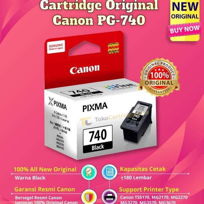 Cartridge Tinta Canon Pg740 Pg-740 Printer Mg4170 Mg4270 Mx377 Mx397 New Stok