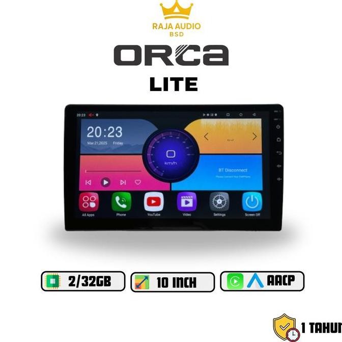 Tersedia Headunit Android 10 ORCA ECO LITE ADR-9988 IPS HD, 2/32 GB, Wired CarPlay, GPS, Kamera AHD,