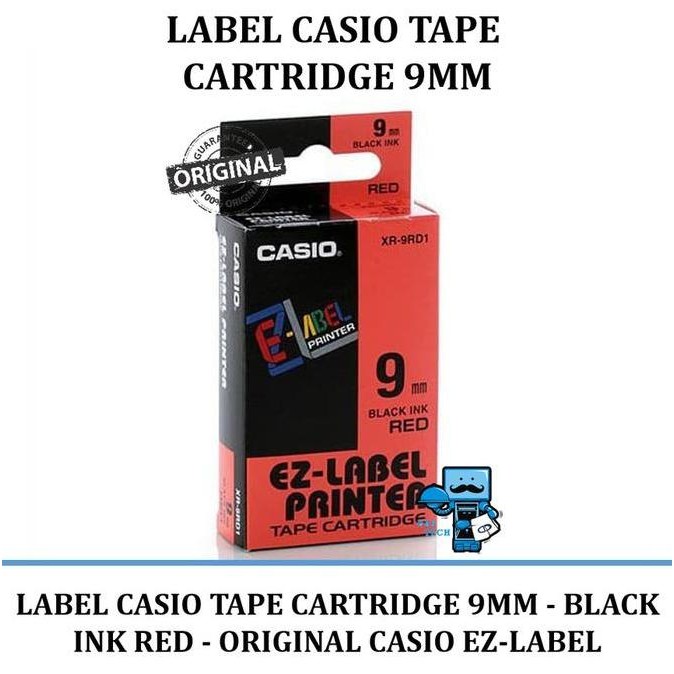 

Label Casio Tape Cartridge 9Mm Black Ink Red - Original Casio New Stok