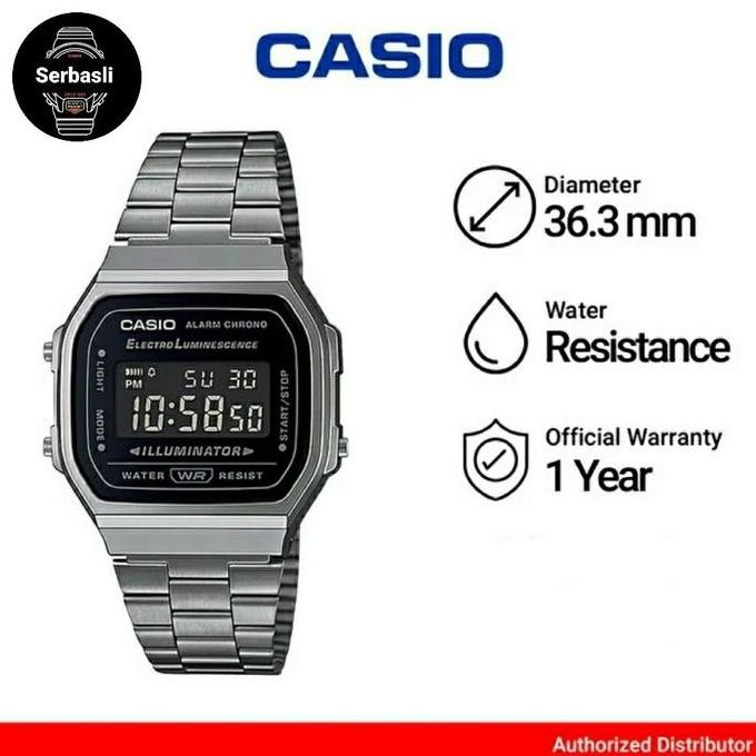 Tersedia Jam Tangan Pria Casio Vintage A168WGG-1B Stainless Steel Band Original Bergaransi