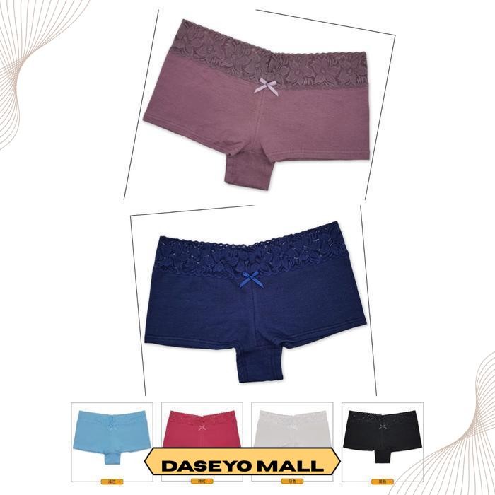 CD WANITA 89686 T3 - MODEL BRIEF SEMI BOXER BAHAN KATUN DENGAN RENDA FREE ONGKIR