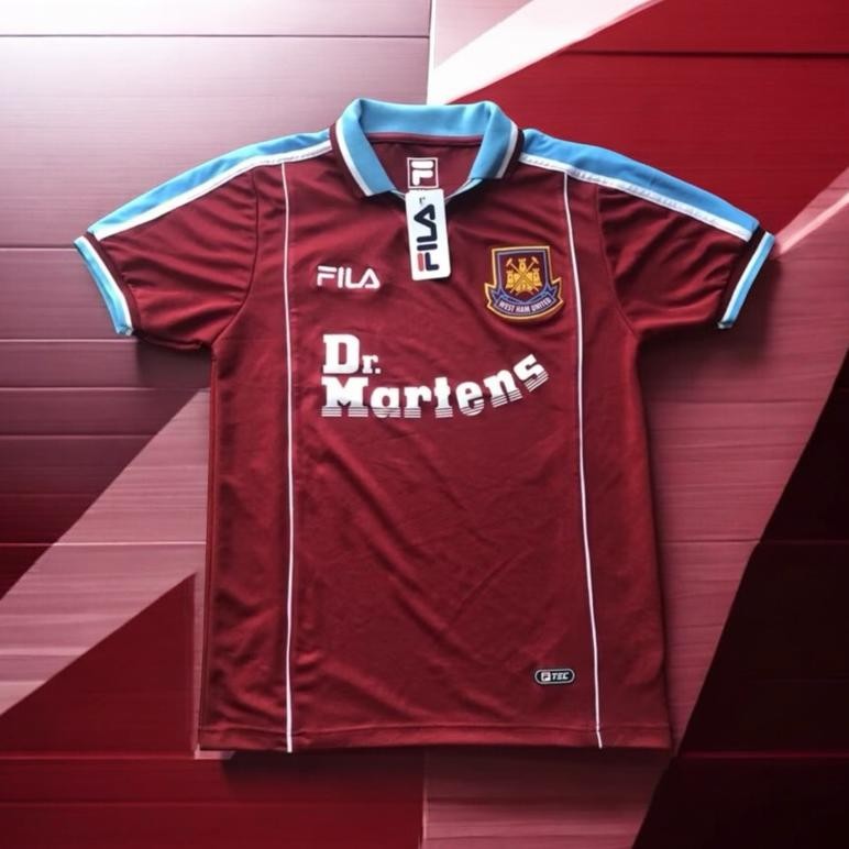 Jersey retro westham dr martens home 1999 / casualjersey/blockcore/sportjersey TERBARUU