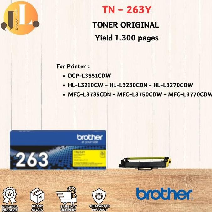 Toner Brother Tn-263 Yellow Original Tn263Y New Stok